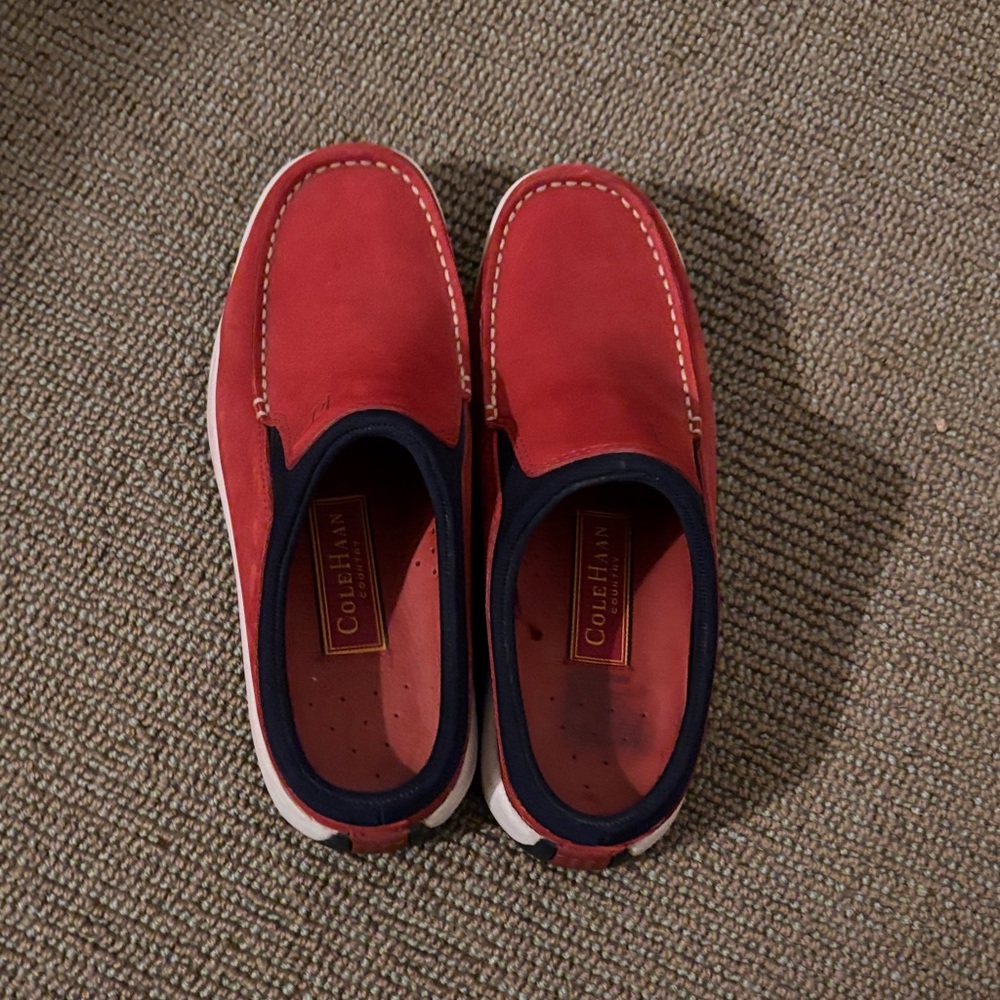 Cole Haan Red and Navy Slip-On Loafers